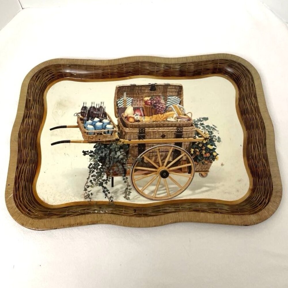 Vintage Coca-Cola Metal Tray 50s 60s Bountiful‎ Basket Perfect Picnic Retro